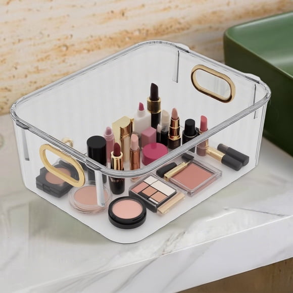 Boîte de Rangement Transparente, Organisateur de Bureau Grande Capacité, Couvercle en Acrylique Transparent, Design Anti-Poussière, pour Bureau Maison, Rangement Cosmétique, Étagère d'Exposition en Verre Hzhnb / Plastique, Transparent