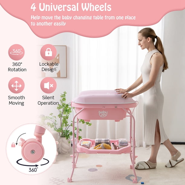 Babyjoy Baby Changing Table with Bathtub, Folding & Portable