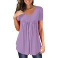 thumbnail image 1 of Baberdicy Ruched Tunic Tops for Women - Casual Short Sleeve Blouses (Leggings Matching, Spring/Summer Outfits) Purple S, 1 of 4