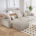 thumbnail image 2 of The Magic Home Canapé d'Angle Convertible 3 Places en Velours Côtelé Beige,, 2 of 9