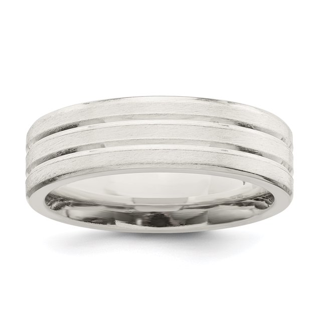 925 Sterling Silver 6mm Brushed Fancy Size 12 Band Ring