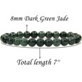 thumbnail image 2 of Natural Dark Green Jade Gemstone 8mm Round Beads Stretch Bracelet 7 Inch Unisex, 2 of 4