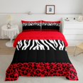 thumbnail image 1 of Erosebridal Red Leopard Print Bedding King Comforter Set, Geometric Down Comforter, Zebra Decoration, Ultra Soft 3 Pieces, 1 of 7