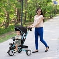 thumbnail image 4 of Costway 6-In-1 Kids Baby Stroller Tricycle Detachable Learning Toy Bike w/ Canopy Blue, 4 of 8