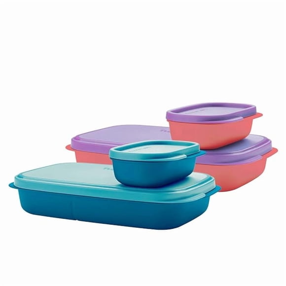 Tupperware Boîte à Lunch Étanche en Plastique Mylunch - 2 Pcs (590 ml, Rose, Violet, Bleu)