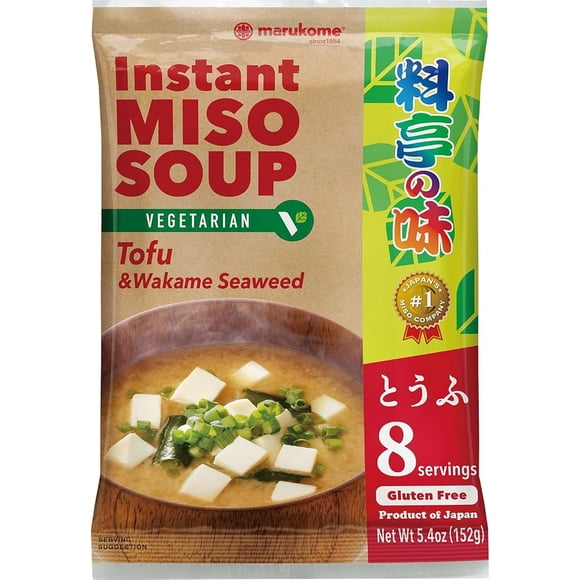 Marukome Instant Miso Soup - Tofu & Wakame Seaweed - Japanese Vegetarian Soup, 152g (19g x 8 Pack)