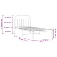 thumbnail image 4 of vidaXL Metal Bed Frame with Headboard White 100x190 cm, 4 of 5