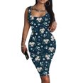 thumbnail image 2 of Fridja Womens Print O-Neck Tank Dress Sleeveless Basic Midi Club Dress, 2 of 7