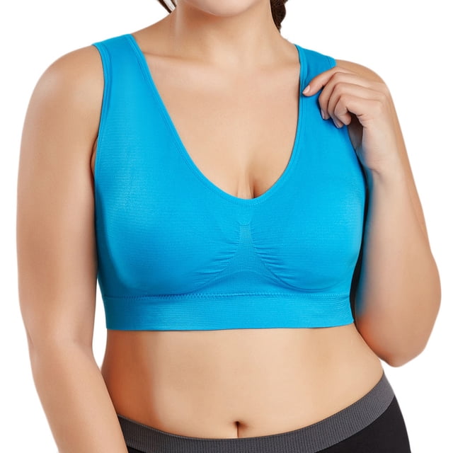 Pisexur Women Seamless Plus Size Bra Pure Color Plus Size Ultra-thin Large Sports Full Bra Cup Tops