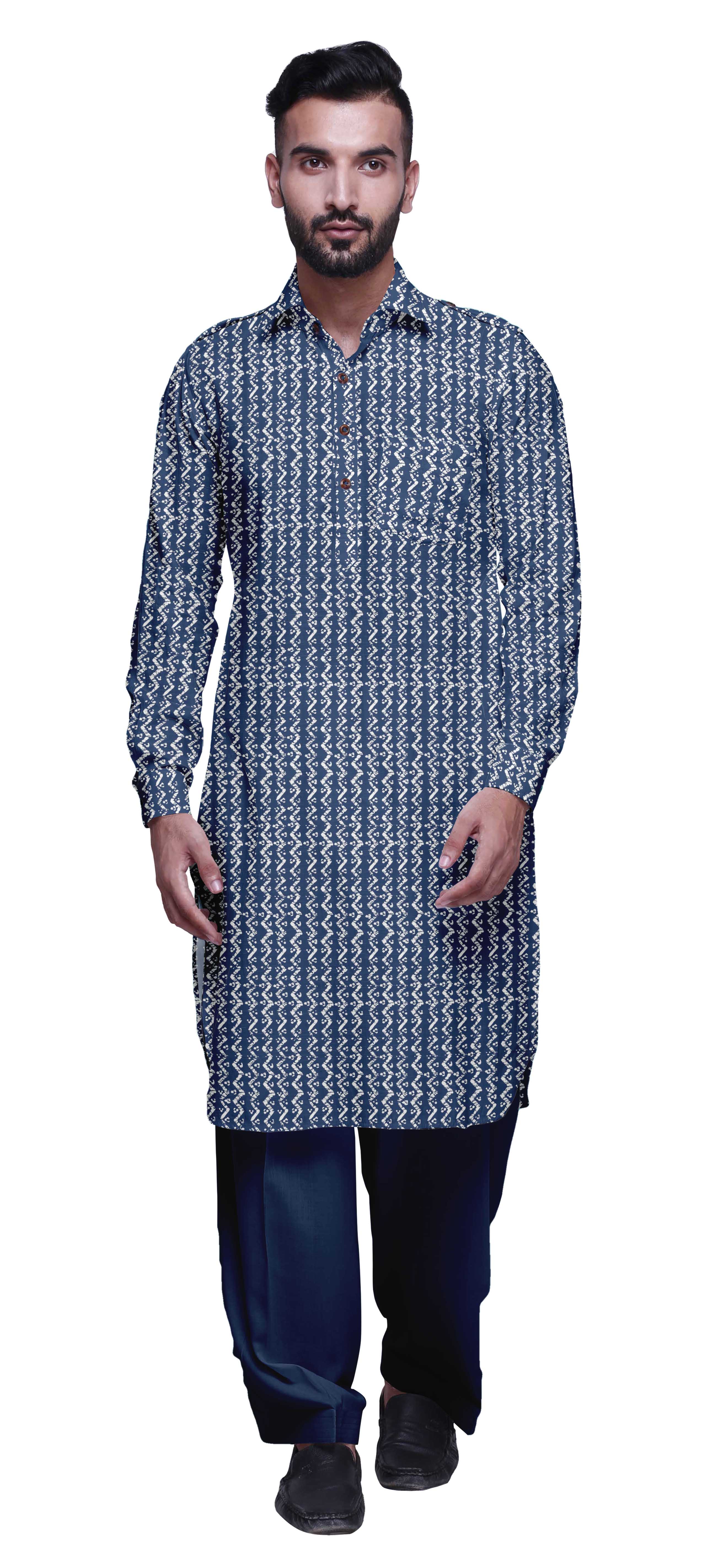 Atasi Classic Collar PathaniKurta Pajama For Boys Rayon Front Pocket Shirt