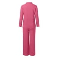 thumbnail image 5 of GDREDA Womens Cotton Linen Set 2 Piece Outfits Summer Button Down Shirt Wide Leg Pants Matching Sets Pink,S, 5 of 5