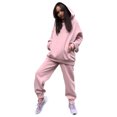 thumbnail image 1 of UKAP Ladies Sweatsuits Solid Color Two Piece Outfit Long Sleeve Jogger Set Loungewear Jogging Lounge Sets Pink XL, 1 of 9