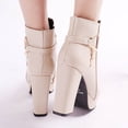thumbnail image 4 of LSLJS Bottines Courtes pour Femmes Automne/hiver à Talons Hauts Épais Larges en Velours Chaud en Cuir à Tige Basse, Bottines à Talons Hauts pour Femmes, 4 of 8