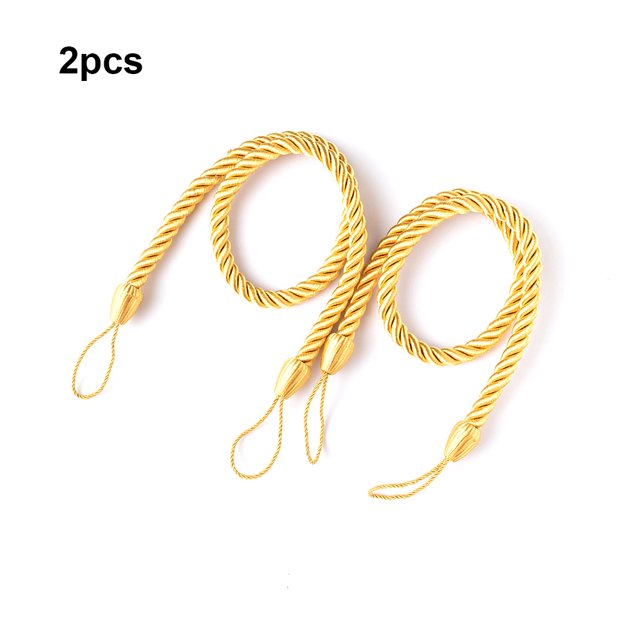 stanreset 1/2/3/5 2 Pieces Household Hotel Polyester Curtain Holdback Living Room Drape Tieback Draperies Decorative Holder Waved Rope Gold 1 Pc
