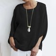 thumbnail image 1 of Offres d'Économies d'Été Cagogo Tuniques Amples pour Femmes en Liquidation à Moins de 10 $ Hauts d'Été Coton Lin T-Shirt à Manches 3/4 Col Ras du Cou Basique Tendance Blouses de Printemps Cadeau d'Anniversaire, 1 of 6