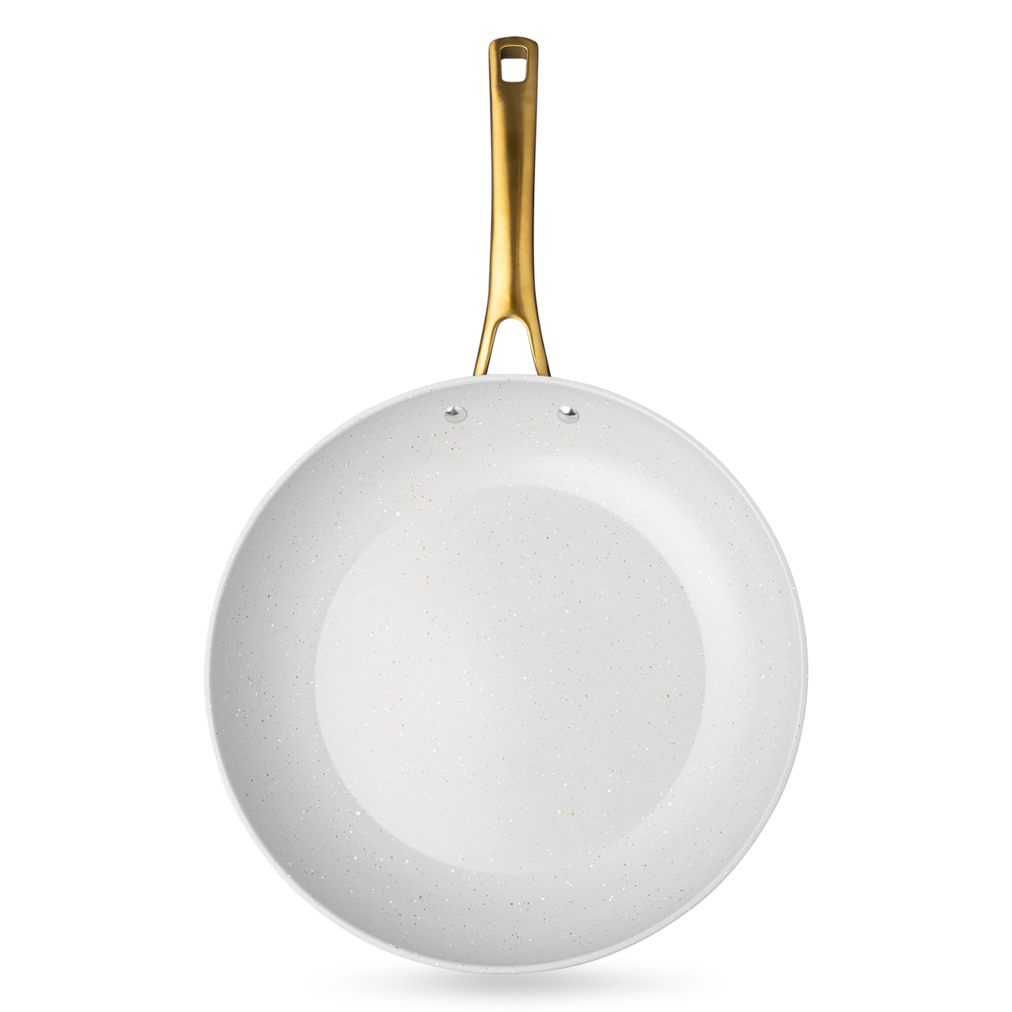 Thyme & Table 12" Non-Stick Signature Ribbed Fry Pan- White & Gold
