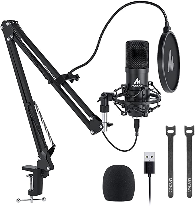 MAONO Trousse de Microphone de Baladodiffusion USB (AU-A04) /noir / Boîte Ouverte