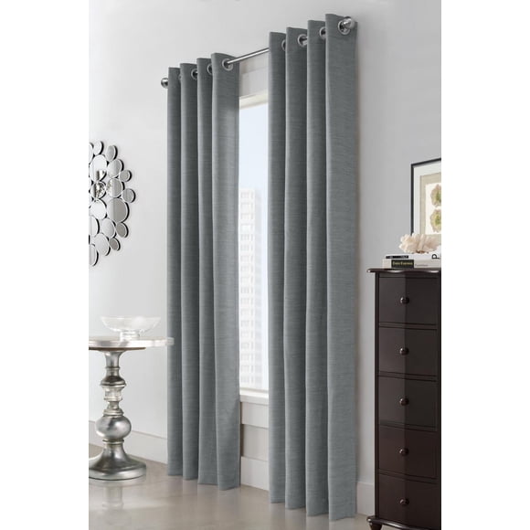 Loft Living Clayton Room Darkening Jacquard Grommet Single Curtain Panel 52" x 95" in Grey