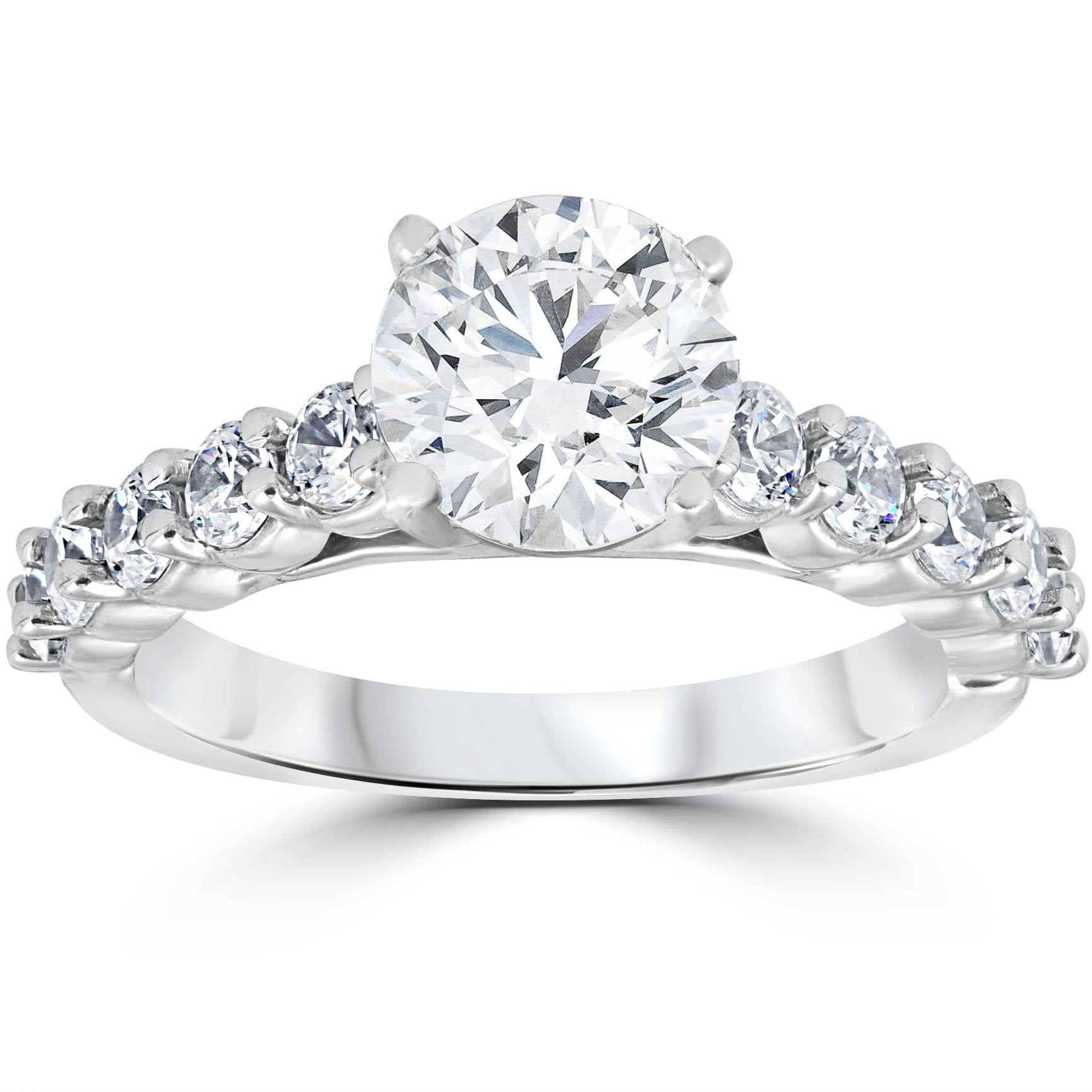 Diamond Engagement Ring 2 Carat Round Cut Solitaire 14K White Gold
