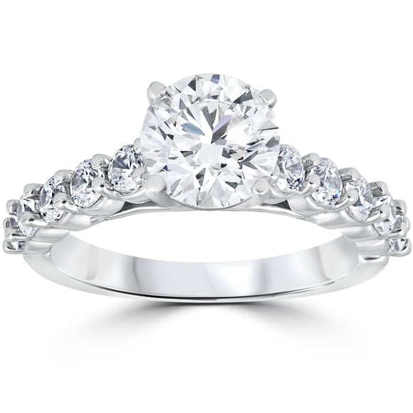 Diamond Engagement Ring 2 Carat Round Cut Solitaire 14K White Gold