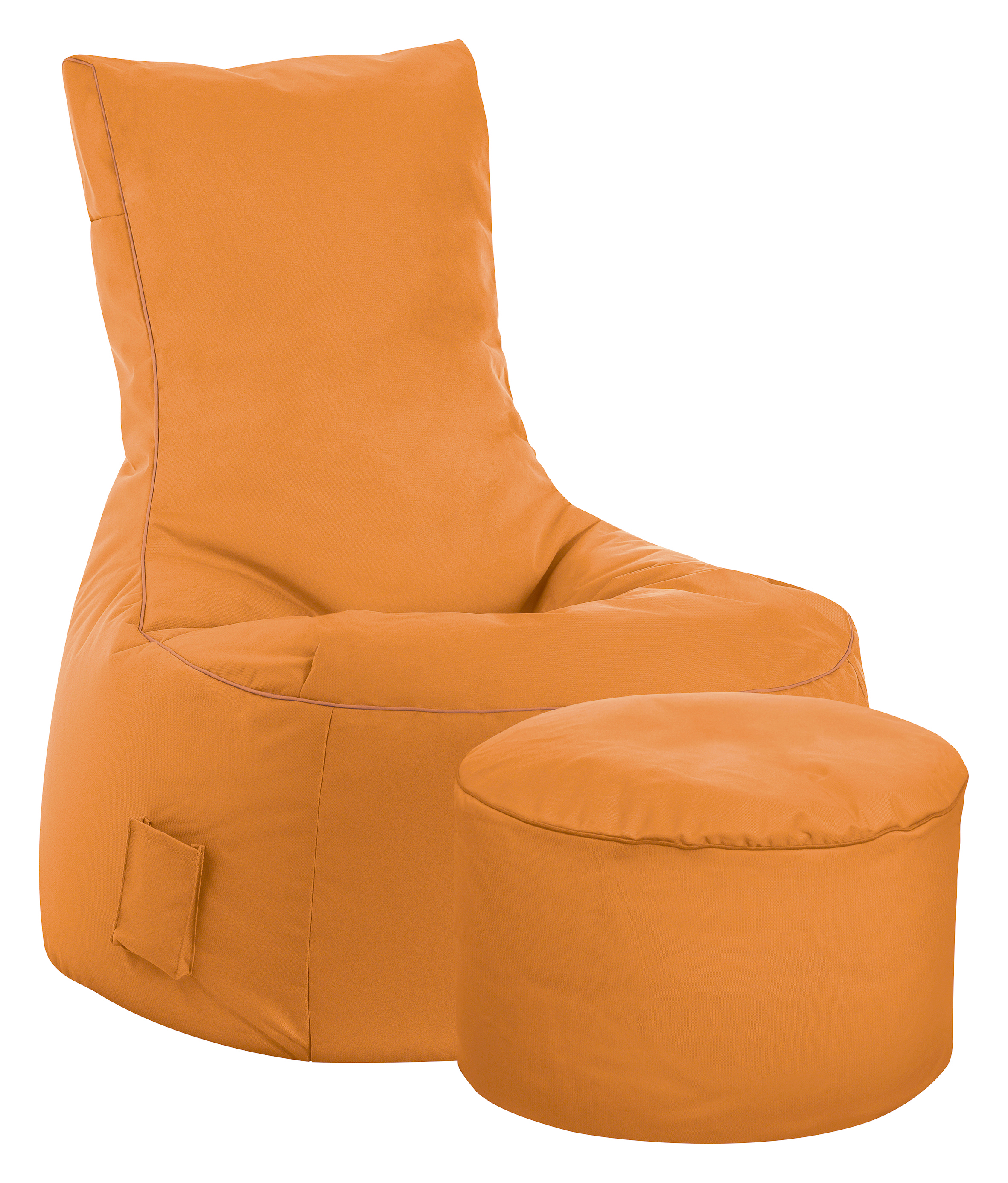Gouchee Home Dotcom Brava Ottoman Pouf – Clementine Water-Repellent Round Bean Bag Footstool with Polystyrene Beads, Made in Canada, Stylish & Lightweight for Living Room or Bedroom