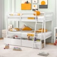 thumbnail image 2 of Costway Twin Over Twin Bunk Bed with 2 Storage Drawers Ladder No Box Spring Needed White, 2 of 10