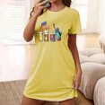 thumbnail image 1 of Fridja Liquidation T-Shirts Patriotiques pour Femmes Chemise de Nuit Courte Surdimensionnée Mode Imprimé Poitrine Manches Courtes Robe de Nuit Vêtement d'Extérieur (Jaune, P), 1 of 5