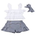 thumbnail image 1 of Petites Filles Hauts Sans Manches à Rayures Shorts Larges avec Nœud 1-6 Ans, 1 of 6