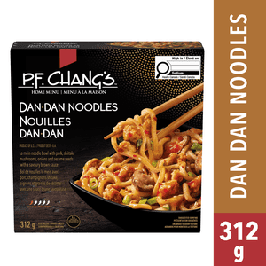 P.F. Chang’s Home Menu Pork Dan Dan Noodles Bowl Frozen Dinner, Lo mein noodle bowl with pork, shiitake mushrooms, onions and sesame seeds in sauce, Dan Dan Noodles Frozen Meal, 312g