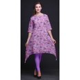 thumbnail image 3 of Bimba Purple Leaves & Ranunculus Floral Printed Tops For Women Asymmetric Kurti Summer Dress For Girls XSmall, 3 of 6