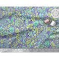 thumbnail image 3 of Soimoi Blue polyester Crepe Fabric Artistic Leaf & Floral Printed Fabric 1 Yard 42 Inch Wide, 3 of 5