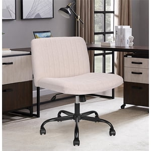 Criss Cross chaise de bureau avec roues, fauteuil de bureau à deux places, chaise moderne en tissu pivotant chaise d'ordinateur sans bras Vanity chaise pour chambre, salon et salle d'étude