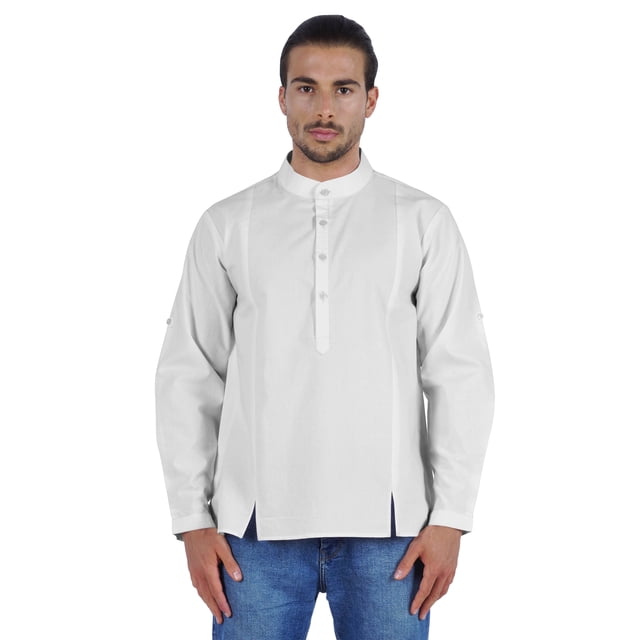 Atasi Chemise Henley Indienne pour Homme à Manches Longues, Décontractée, Col Mandarin, Courte Kurta