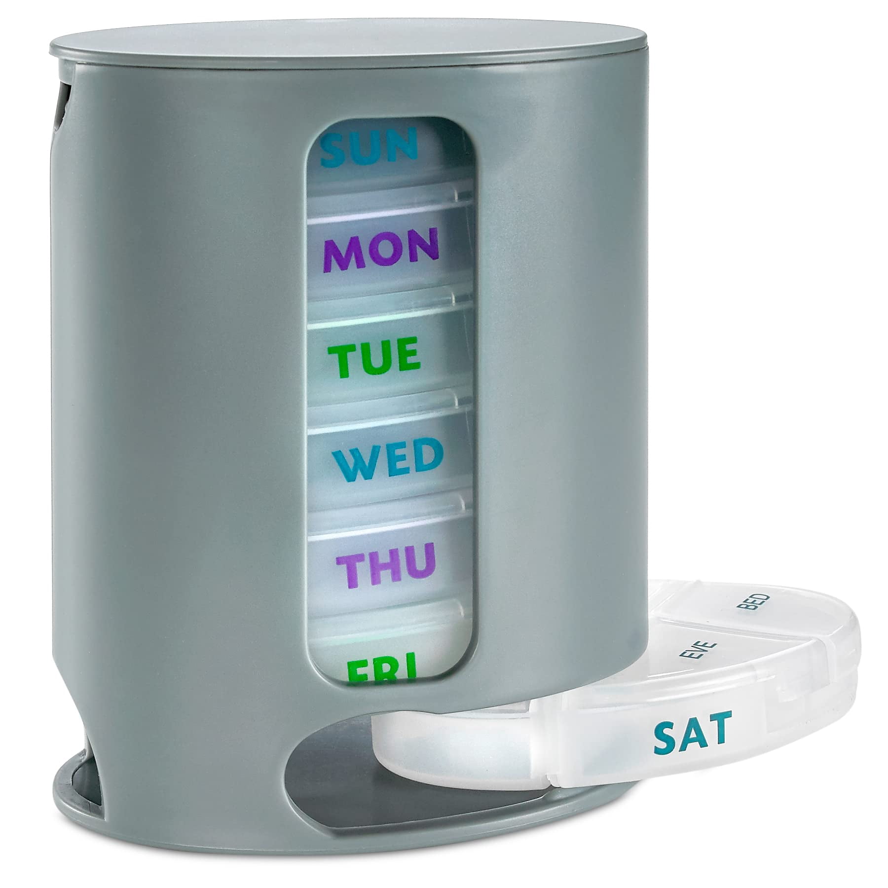 MEDca Weekly Pill Organizer,  Stackable Plastic Dispensers, Grey