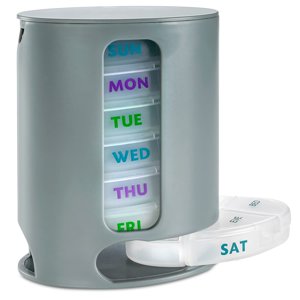 MEDca Weekly Pill Organizer,  Stackable Plastic Dispensers, Grey