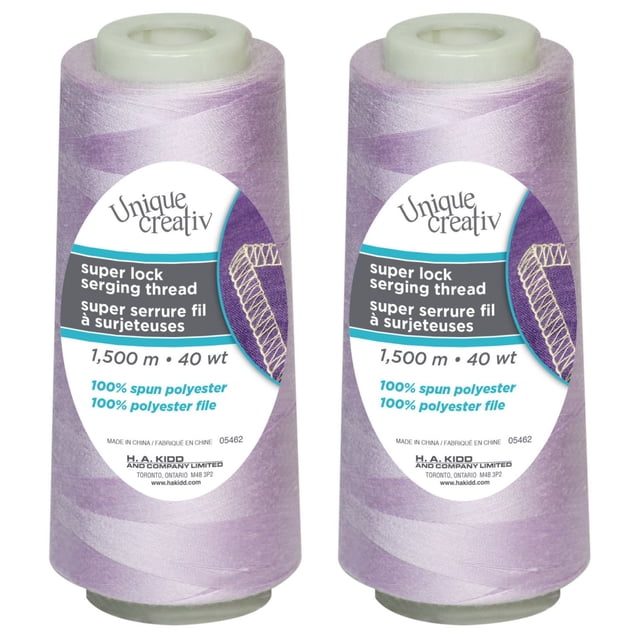 UNIQUE CREATIV TRULOCK 40 wt Polyester Serging Thread 1500 m (1640 yd) Cone, Lilac