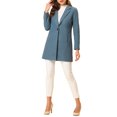 thumbnail image 2 of INSPIRE CHIC Manteau Long Classique pour Femme à Revers Cranté, Manches Longues, TP Gris Bleu, 2 of 7