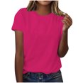 thumbnail image 2 of Weiqiqre T-Shirts pour Femmes Col Rond T-Shirt Basique - Hauts Mode Été Printemps - T-Shirts Surdimensionnés pour Femmes, 2 of 4
