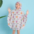 thumbnail image 2 of Children‘s Boys Girls Dinosaur Rainbow Printed Button Rain Jacket Hooded Windproof Raincoat, 2 of 4