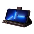 thumbnail image 2 of Case for iPhone 13 Pro Cover Zipper Pocket Wallet Case Magnetic Protective - Braun, 2 of 5