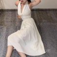 thumbnail image 1 of Une Robe en Lin pour Filles pour Femmes 2024 Nouvelle Mode Décontractée Sans Manches Unie Débardeur Robe d'Été Chic Vintage Plissée Ample Robe Maxi, 1 of 7
