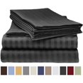 thumbnail image 1 of Deluxe Striped 1800 Prestige Soft and Comfortable Bed Sheets Set, Queen Black, 1 of 1