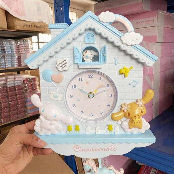 Swing Wall Clock Hello Kitty Sanrio Cinnamoroll My Melody Kawaii Anime Room Pendant Bedroom Decoration Girl Birthday Gift