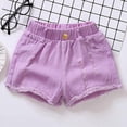 thumbnail image 4 of Popular Picks,Versatile Denim Shorts, Solid Color, Button Pocket, Ripped Style, For Kids, Comfortable Fit, Playtime Fashion, Kids Shorts Timeless Wardrobe Staple|Cotton,Black,Sopatenor, 4 of 8