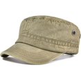 thumbnail image 1 of ORUYROP Washed Cotton Military Caps Cadet Army Caps Unique Design Vintage Flat Top Cap, 1 of 7