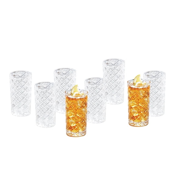 Better Homes & Gardens Diamond Cut Tumbler Drinking Glass, 8 Pack