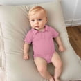 thumbnail image 2 of MIASHUI Barboteuse pour Bébé à Manches Courtes, Col Polo, Tenue de Petit Gentleman, Rose Pâle, 6-9 Mois, 2 of 3