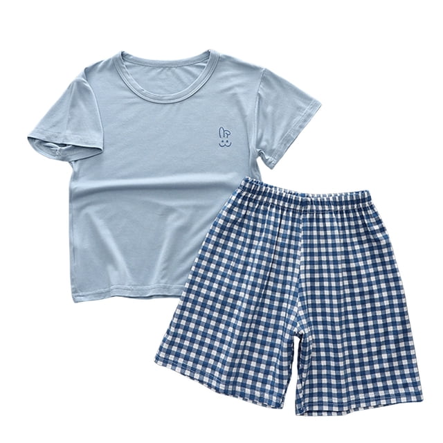 Zpanxa Ensembles Assortis pour Filles Ensemble de Pyjama Mince à Manches Courtes Tenue d'Intérieur Ensemble de Climatisation 6 Ans