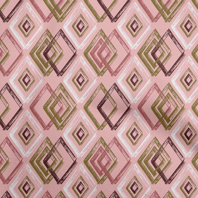 oneOone Cotton Poplin Medium Pink Fabric Geometric Craft Projects Decor Fabric Printed By The Yard 42 Inch Wide