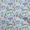 thumbnail image 1 of oneOone Cotton Silk Medium Blue Fabric Writing Text Sewing Craft Projects Fabric Prints By Yard 42 Inch Wide, 1 of 4